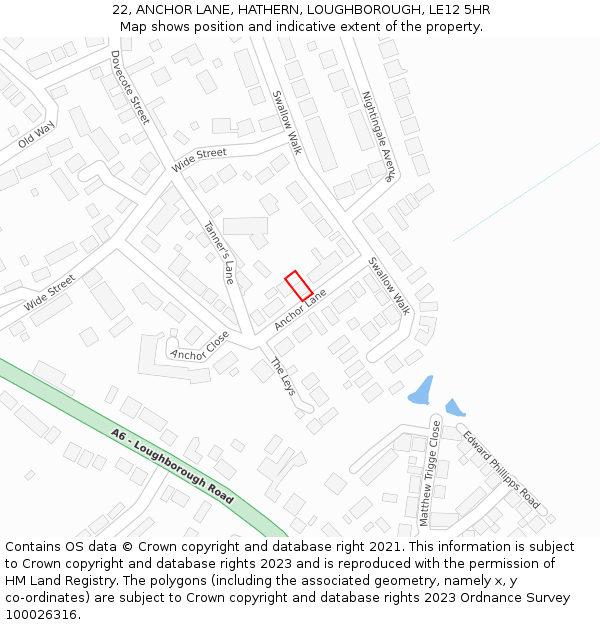 22, ANCHOR LANE, HATHERN, LOUGHBOROUGH, LE12 5HR: Location map and indicative extent of plot