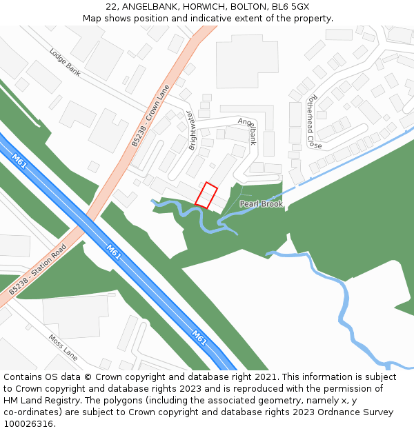 22, ANGELBANK, HORWICH, BOLTON, BL6 5GX: Location map and indicative extent of plot