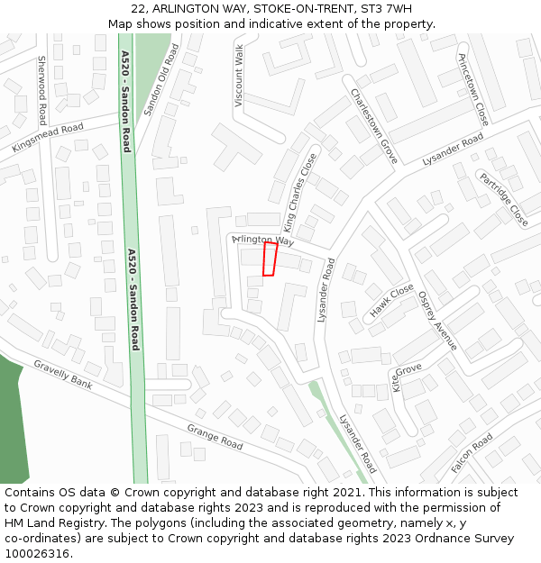 22, ARLINGTON WAY, STOKE-ON-TRENT, ST3 7WH: Location map and indicative extent of plot