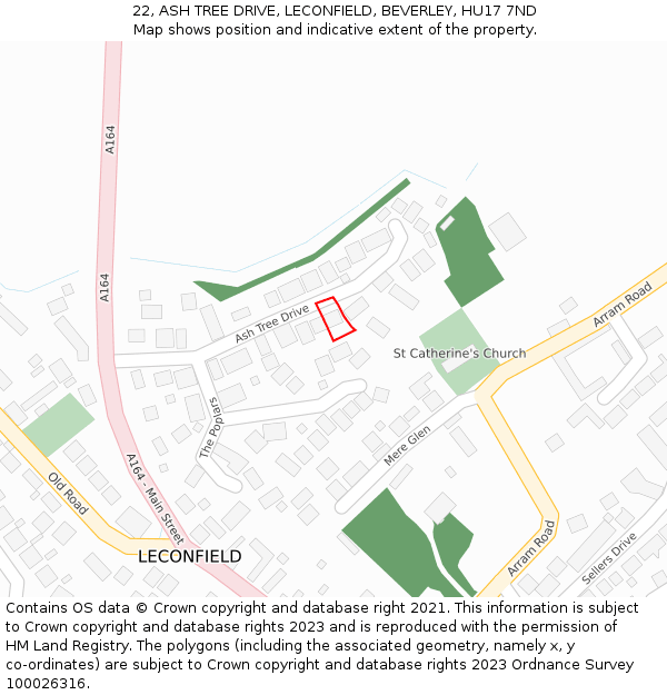 22, ASH TREE DRIVE, LECONFIELD, BEVERLEY, HU17 7ND: Location map and indicative extent of plot