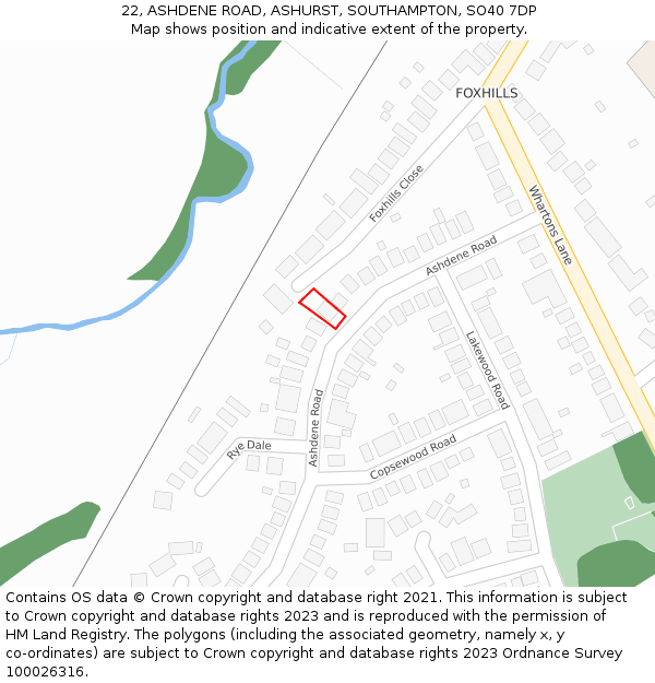 22, ASHDENE ROAD, ASHURST, SOUTHAMPTON, SO40 7DP: Location map and indicative extent of plot