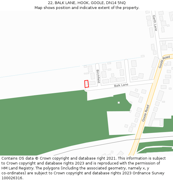 22, BALK LANE, HOOK, GOOLE, DN14 5NQ: Location map and indicative extent of plot