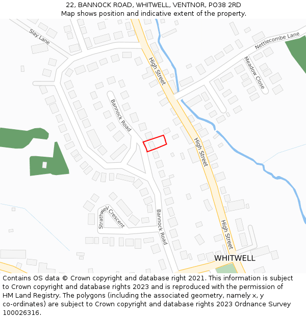 22, BANNOCK ROAD, WHITWELL, VENTNOR, PO38 2RD: Location map and indicative extent of plot