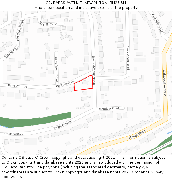 22, BARRS AVENUE, NEW MILTON, BH25 5HJ: Location map and indicative extent of plot