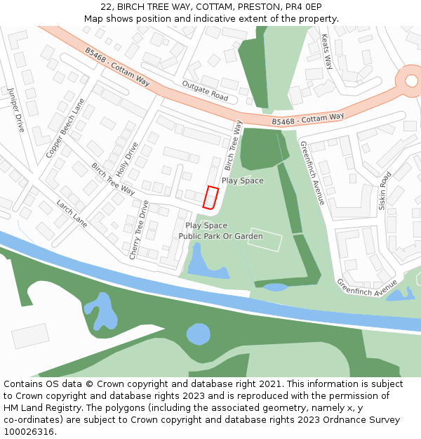 22, BIRCH TREE WAY, COTTAM, PRESTON, PR4 0EP: Location map and indicative extent of plot