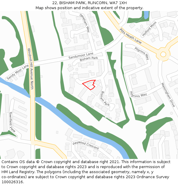 22, BISHAM PARK, RUNCORN, WA7 1XH: Location map and indicative extent of plot