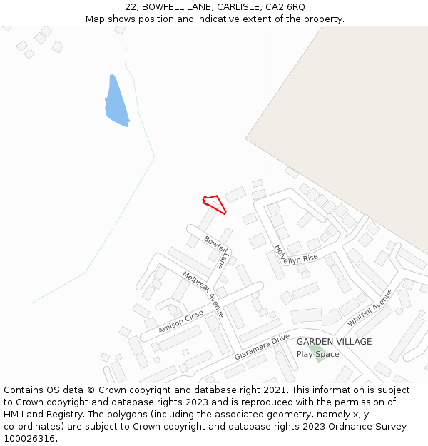 22, BOWFELL LANE, CARLISLE, CA2 6RQ: Location map and indicative extent of plot