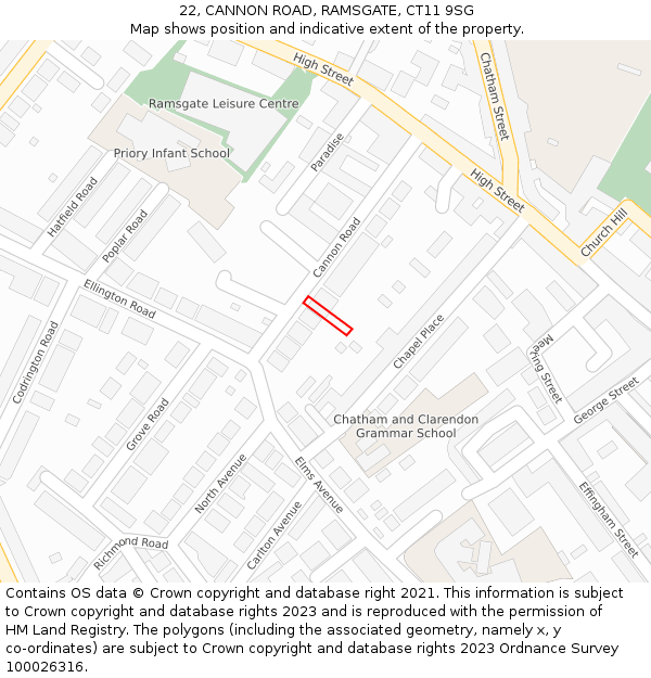 22, CANNON ROAD, RAMSGATE, CT11 9SG: Location map and indicative extent of plot