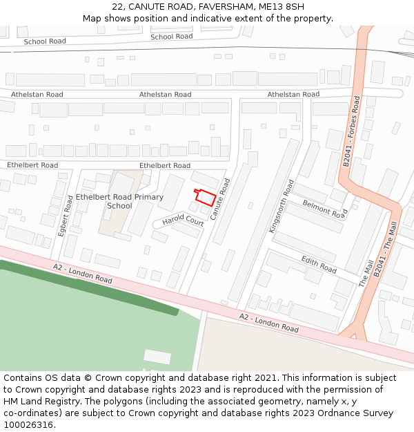 22, CANUTE ROAD, FAVERSHAM, ME13 8SH: Location map and indicative extent of plot