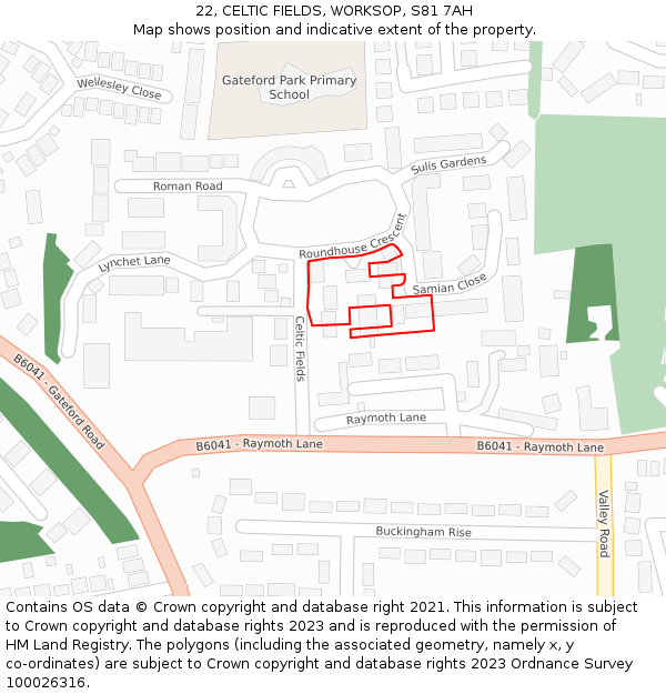 22, CELTIC FIELDS, WORKSOP, S81 7AH: Location map and indicative extent of plot