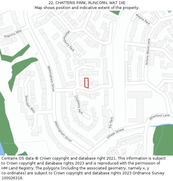 22, CHATTERIS PARK, RUNCORN, WA7 1XE: Location map and indicative extent of plot