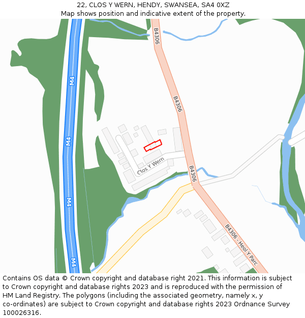 22, CLOS Y WERN, HENDY, SWANSEA, SA4 0XZ: Location map and indicative extent of plot