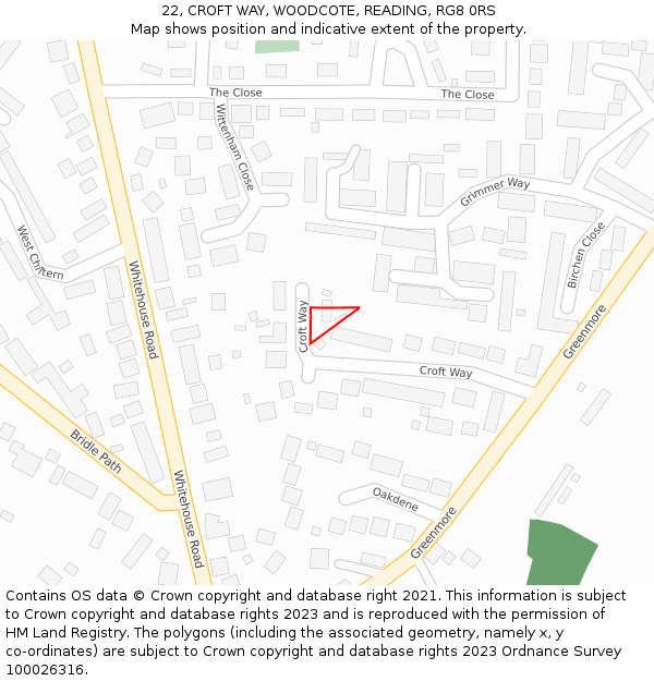 22, CROFT WAY, WOODCOTE, READING, RG8 0RS: Location map and indicative extent of plot