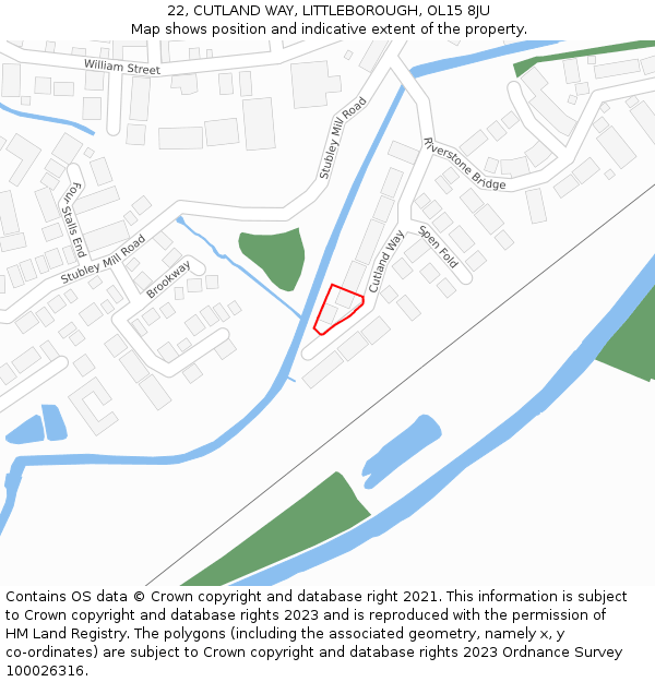 22, CUTLAND WAY, LITTLEBOROUGH, OL15 8JU: Location map and indicative extent of plot