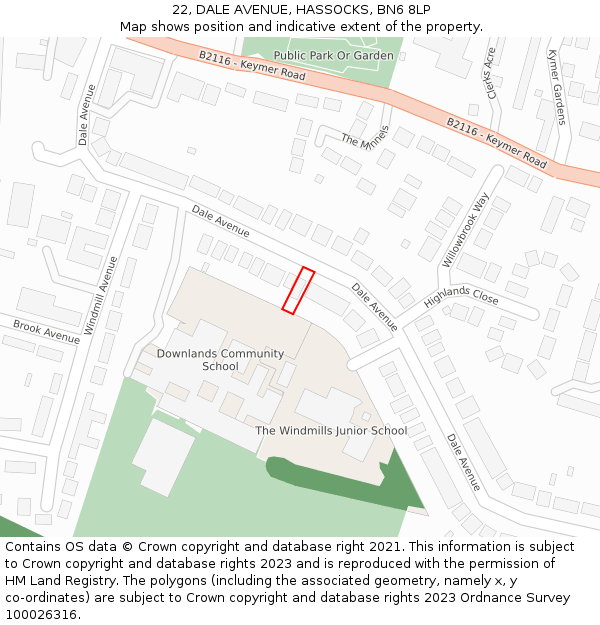 22, DALE AVENUE, HASSOCKS, BN6 8LP: Location map and indicative extent of plot