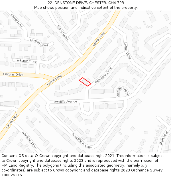 22, DENSTONE DRIVE, CHESTER, CH4 7PR: Location map and indicative extent of plot