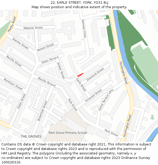 22, EARLE STREET, YORK, YO31 8LJ: Location map and indicative extent of plot