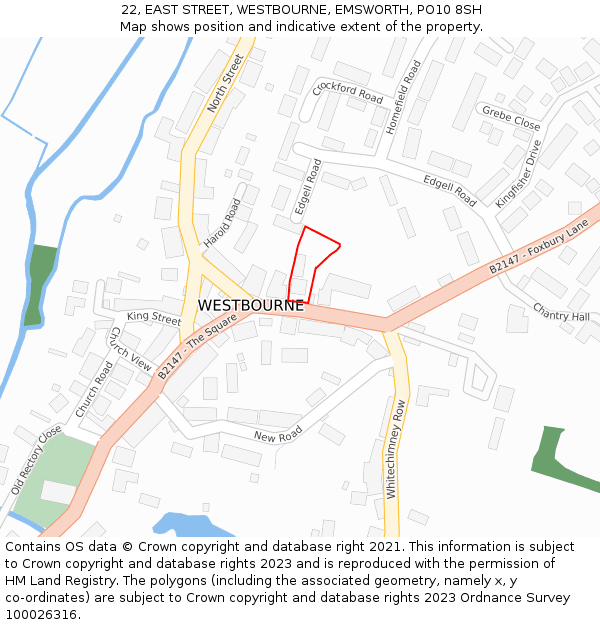 22, EAST STREET, WESTBOURNE, EMSWORTH, PO10 8SH: Location map and indicative extent of plot