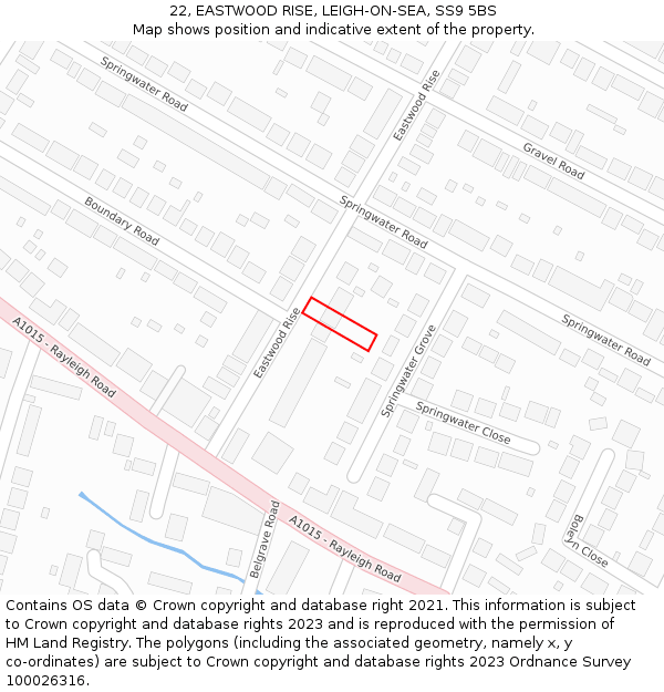 22, EASTWOOD RISE, LEIGH-ON-SEA, SS9 5BS: Location map and indicative extent of plot