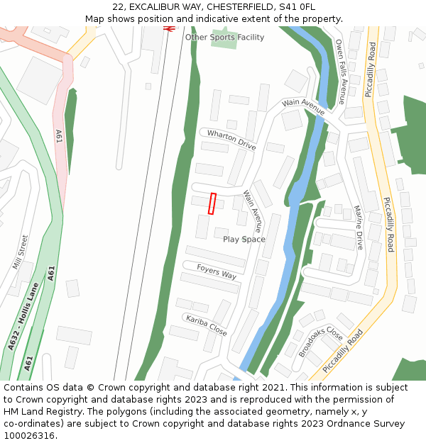 22, EXCALIBUR WAY, CHESTERFIELD, S41 0FL: Location map and indicative extent of plot