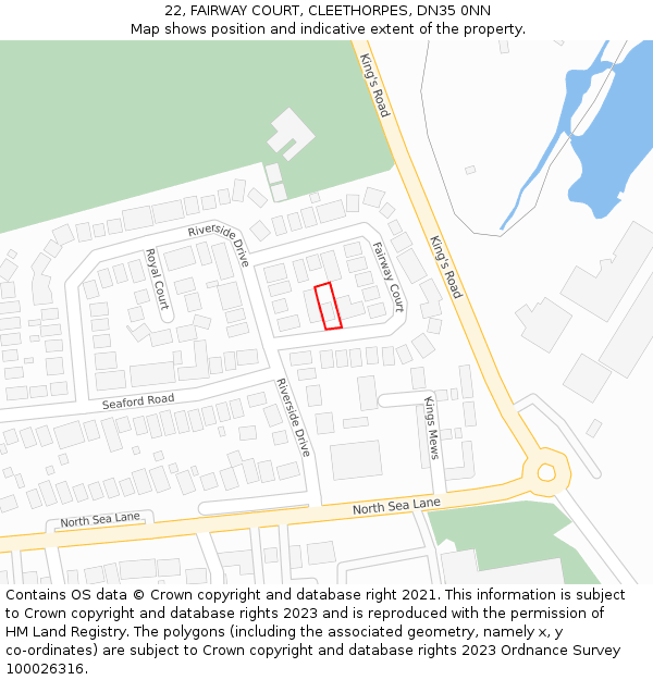 22, FAIRWAY COURT, CLEETHORPES, DN35 0NN: Location map and indicative extent of plot