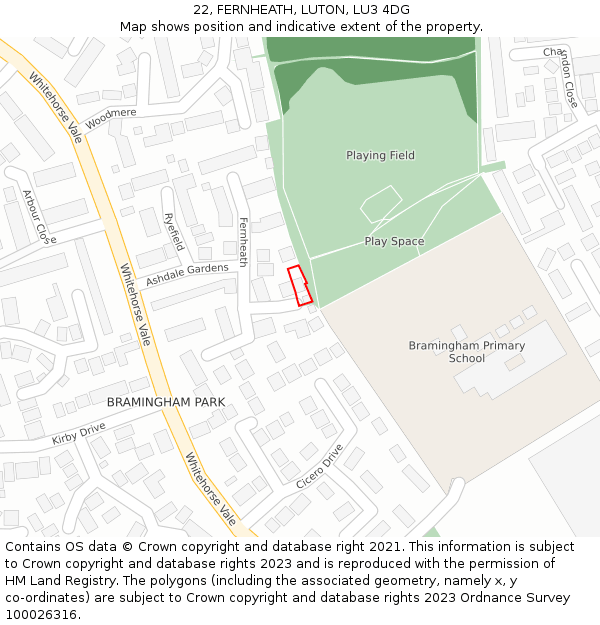 22, FERNHEATH, LUTON, LU3 4DG: Location map and indicative extent of plot