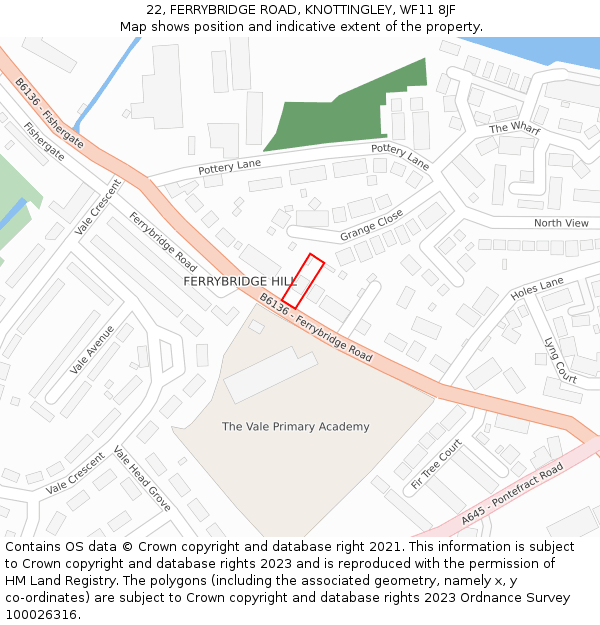 22, FERRYBRIDGE ROAD, KNOTTINGLEY, WF11 8JF: Location map and indicative extent of plot