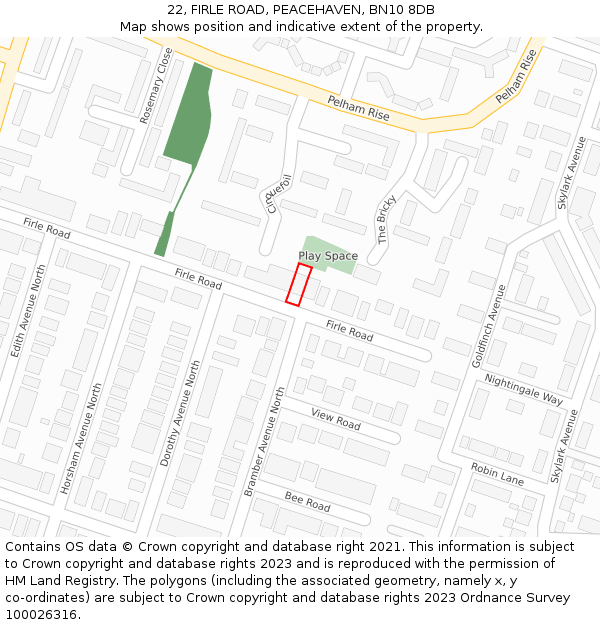 22, FIRLE ROAD, PEACEHAVEN, BN10 8DB: Location map and indicative extent of plot