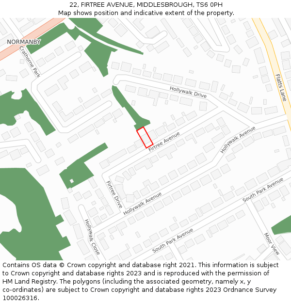 22, FIRTREE AVENUE, MIDDLESBROUGH, TS6 0PH: Location map and indicative extent of plot