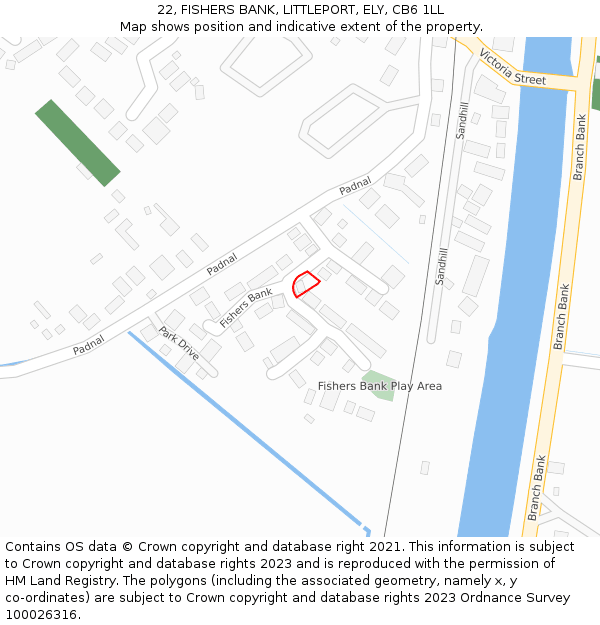 22, FISHERS BANK, LITTLEPORT, ELY, CB6 1LL: Location map and indicative extent of plot