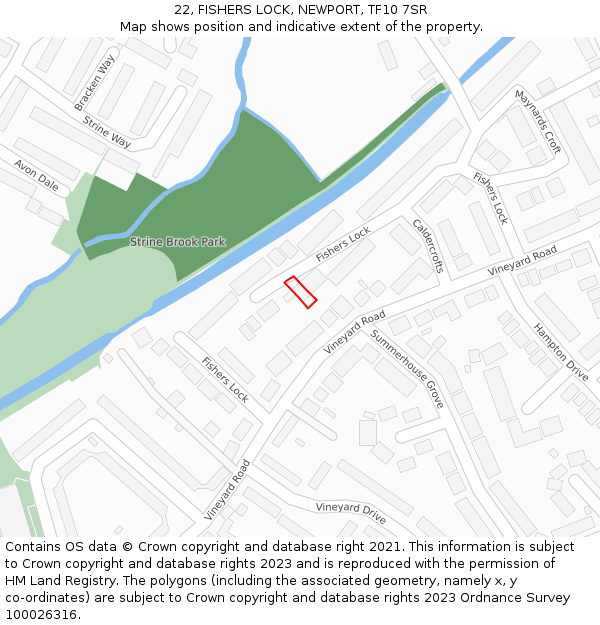 22, FISHERS LOCK, NEWPORT, TF10 7SR: Location map and indicative extent of plot