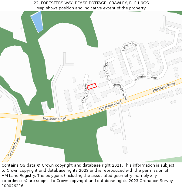 22, FORESTERS WAY, PEASE POTTAGE, CRAWLEY, RH11 9GS: Location map and indicative extent of plot