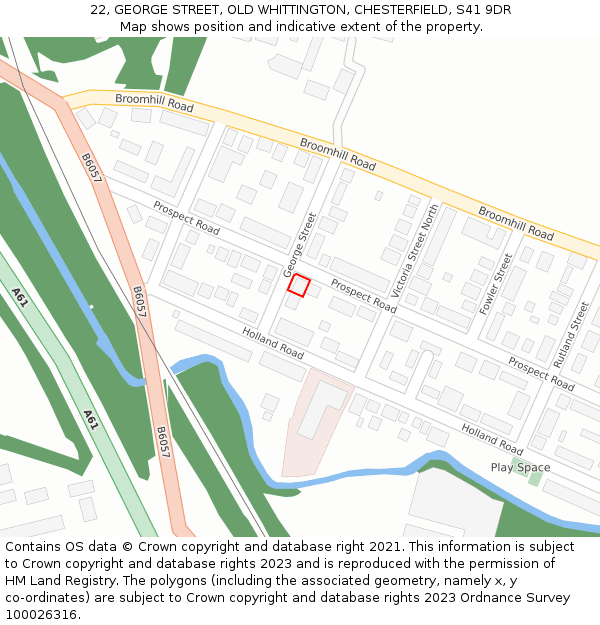 22, GEORGE STREET, OLD WHITTINGTON, CHESTERFIELD, S41 9DR: Location map and indicative extent of plot