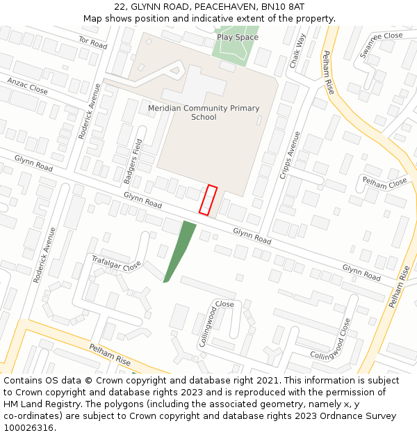 22, GLYNN ROAD, PEACEHAVEN, BN10 8AT: Location map and indicative extent of plot