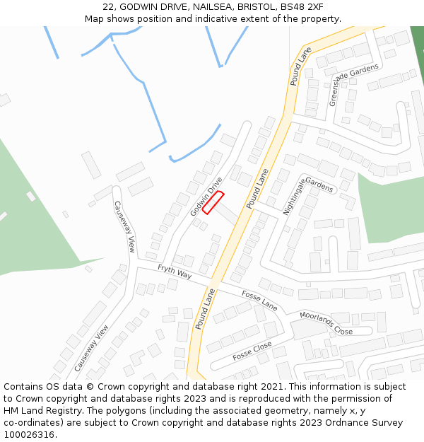 22, GODWIN DRIVE, NAILSEA, BRISTOL, BS48 2XF: Location map and indicative extent of plot