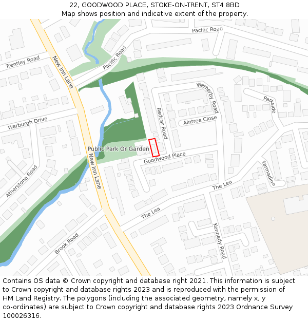 22, GOODWOOD PLACE, STOKE-ON-TRENT, ST4 8BD: Location map and indicative extent of plot