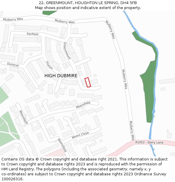 22, GREENMOUNT, HOUGHTON LE SPRING, DH4 5FB: Location map and indicative extent of plot