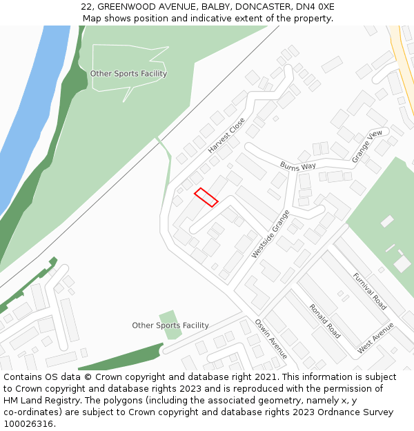 22, GREENWOOD AVENUE, BALBY, DONCASTER, DN4 0XE: Location map and indicative extent of plot