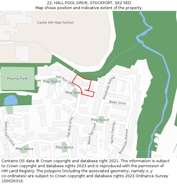 22, HALL POOL DRIVE, STOCKPORT, SK2 5ED: Location map and indicative extent of plot