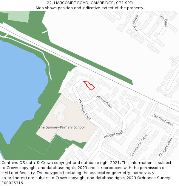 22, HARCOMBE ROAD, CAMBRIDGE, CB1 9PD: Location map and indicative extent of plot