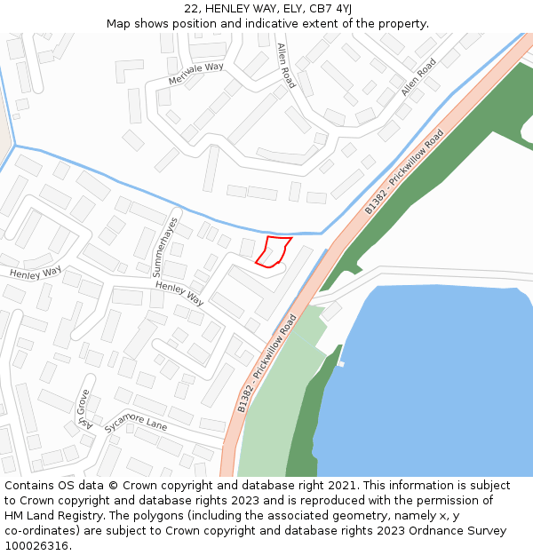 22, HENLEY WAY, ELY, CB7 4YJ: Location map and indicative extent of plot