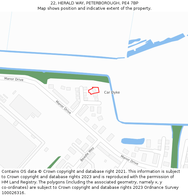 22, HERALD WAY, PETERBOROUGH, PE4 7BP: Location map and indicative extent of plot