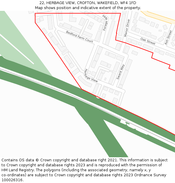 22, HERBAGE VIEW, CROFTON, WAKEFIELD, WF4 1FD: Location map and indicative extent of plot