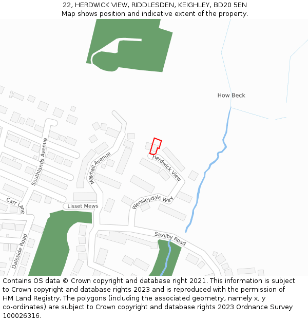 22, HERDWICK VIEW, RIDDLESDEN, KEIGHLEY, BD20 5EN: Location map and indicative extent of plot