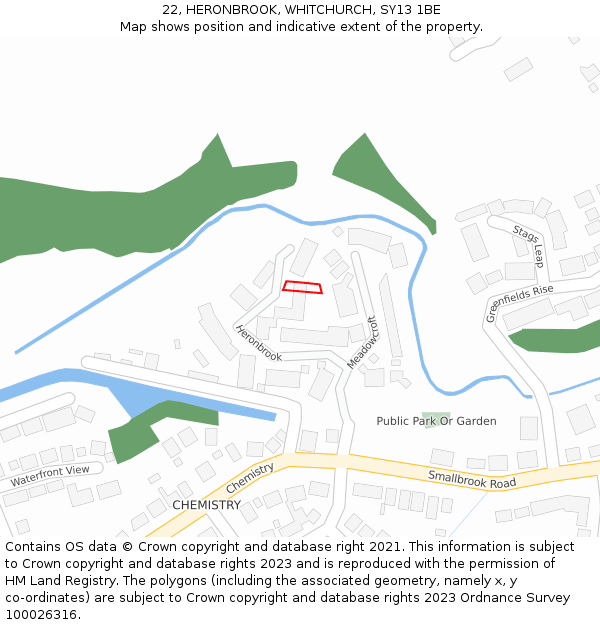 22, HERONBROOK, WHITCHURCH, SY13 1BE: Location map and indicative extent of plot