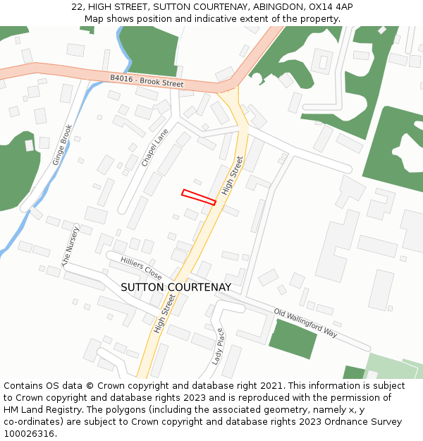 22, HIGH STREET, SUTTON COURTENAY, ABINGDON, OX14 4AP: Location map and indicative extent of plot