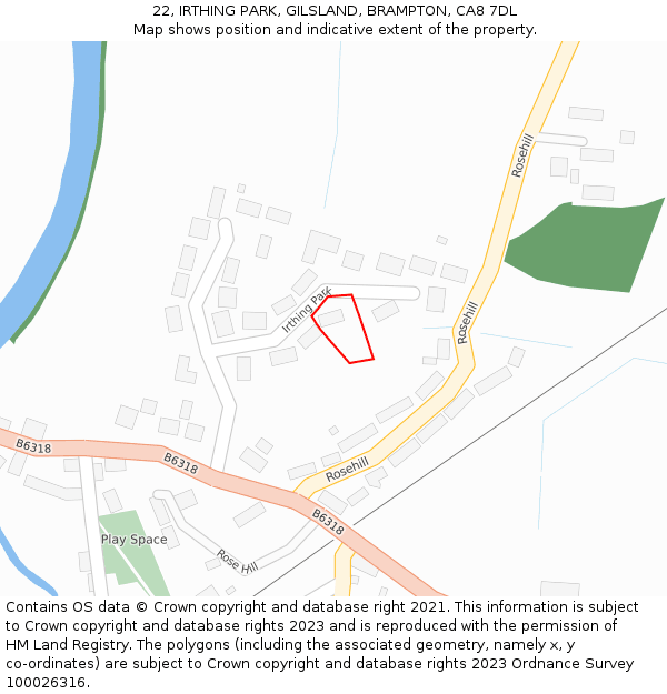 22, IRTHING PARK, GILSLAND, BRAMPTON, CA8 7DL: Location map and indicative extent of plot