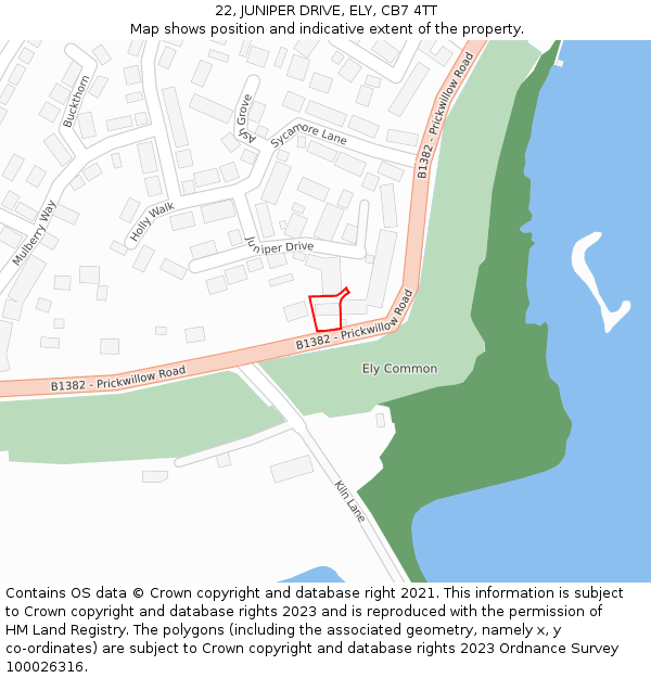 22, JUNIPER DRIVE, ELY, CB7 4TT: Location map and indicative extent of plot