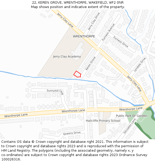 22, KEREN GROVE, WRENTHORPE, WAKEFIELD, WF2 0NR: Location map and indicative extent of plot