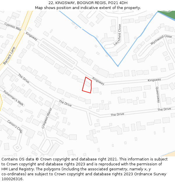 22, KINGSWAY, BOGNOR REGIS, PO21 4DH: Location map and indicative extent of plot